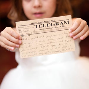 Cartões de livro de visitas de casamento com telegrama vintage - arquivo para impressão - ideias exclusivas para livro de visitas, retrô, conselhos para casamento, mensagem para noivos, antigo
