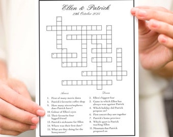 custom wedding crossword - wedding reception game, bridal shower activity, personalised puzzle, printable wedding game wedding entertainment