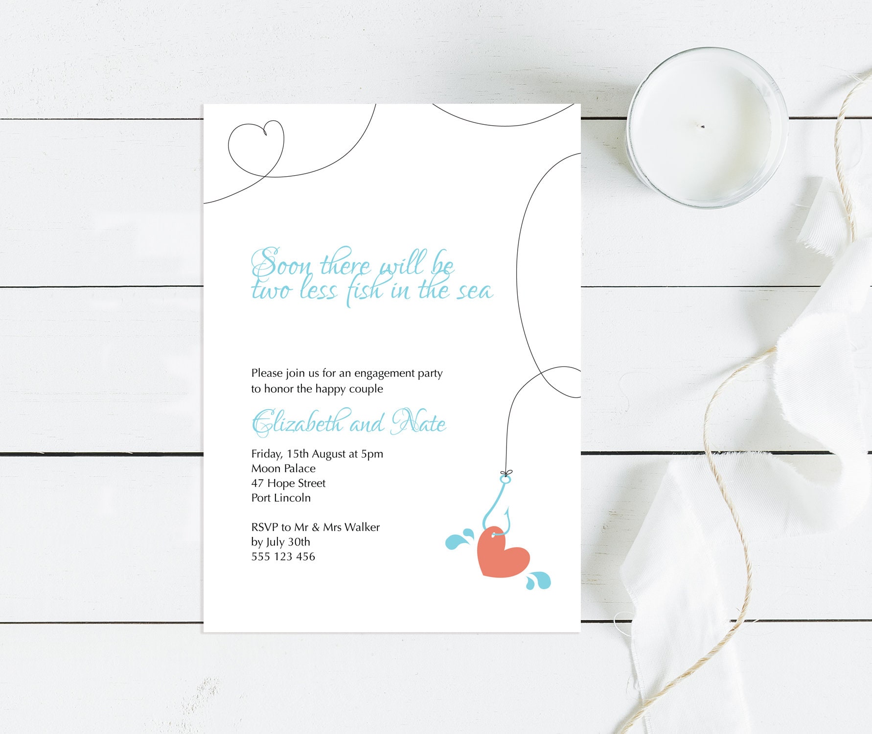 Fishing Bridal Shower Invitation PRINTABLE Fishing Wedding