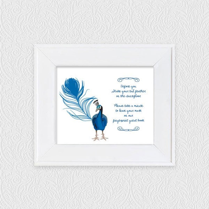 free download sign for wedding guest book peacock theme