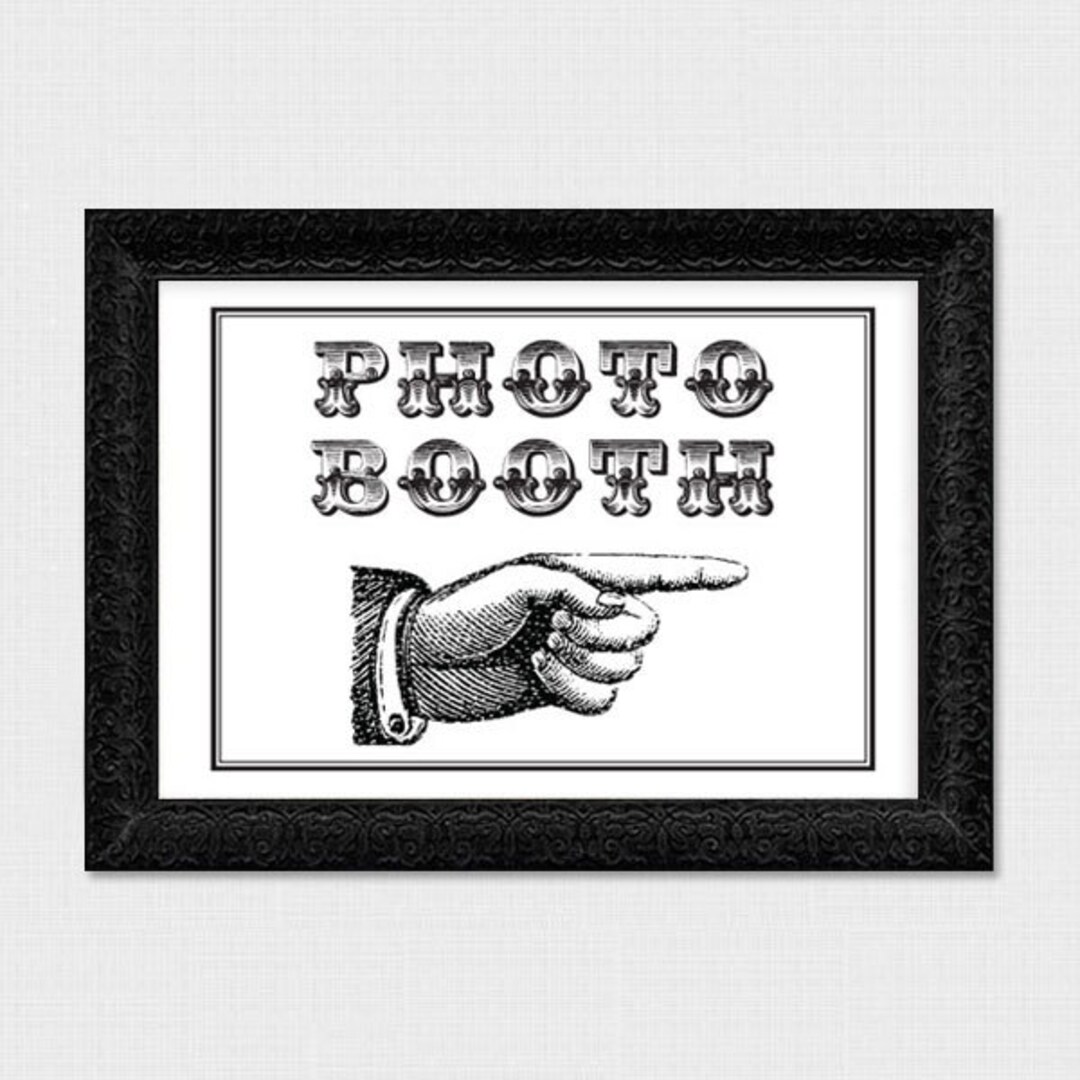 Vintage Pointing Hand Photo Booth Sign - Printable File Instant ...