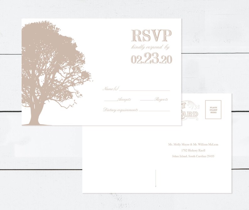 oak tree wedding invitation digital rustic woodland forest nature outdoors PRINTABLE engagement invite, elegant traditional, diy file image 4