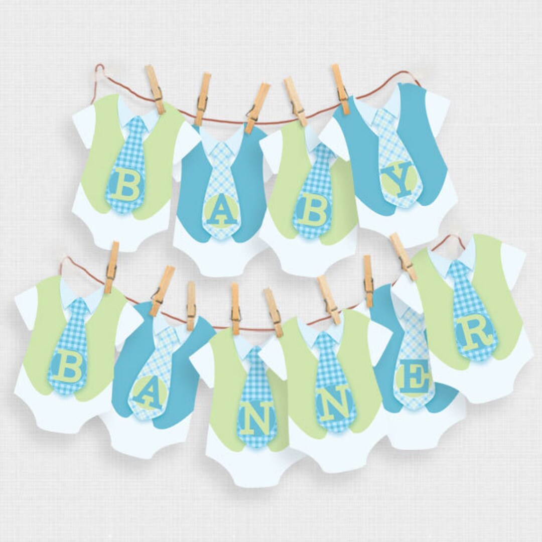Printable Baby Shower Decorations Banner Alphabet One Piece and Ties ...