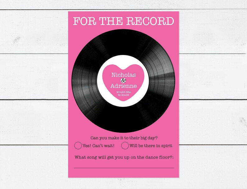 Record wedding invitation PRINTABLE music themed wedding | Etsy
