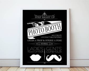wedding photo booth sign victorian vintage style - printable file instant download - photobooth directions wedding signage carnival circus