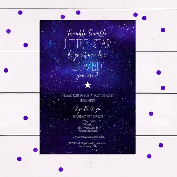 starry night baby shower invitations
