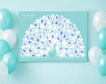 Peacock Fingerprint Guest Book Alternative – Stylised Wedding Poster