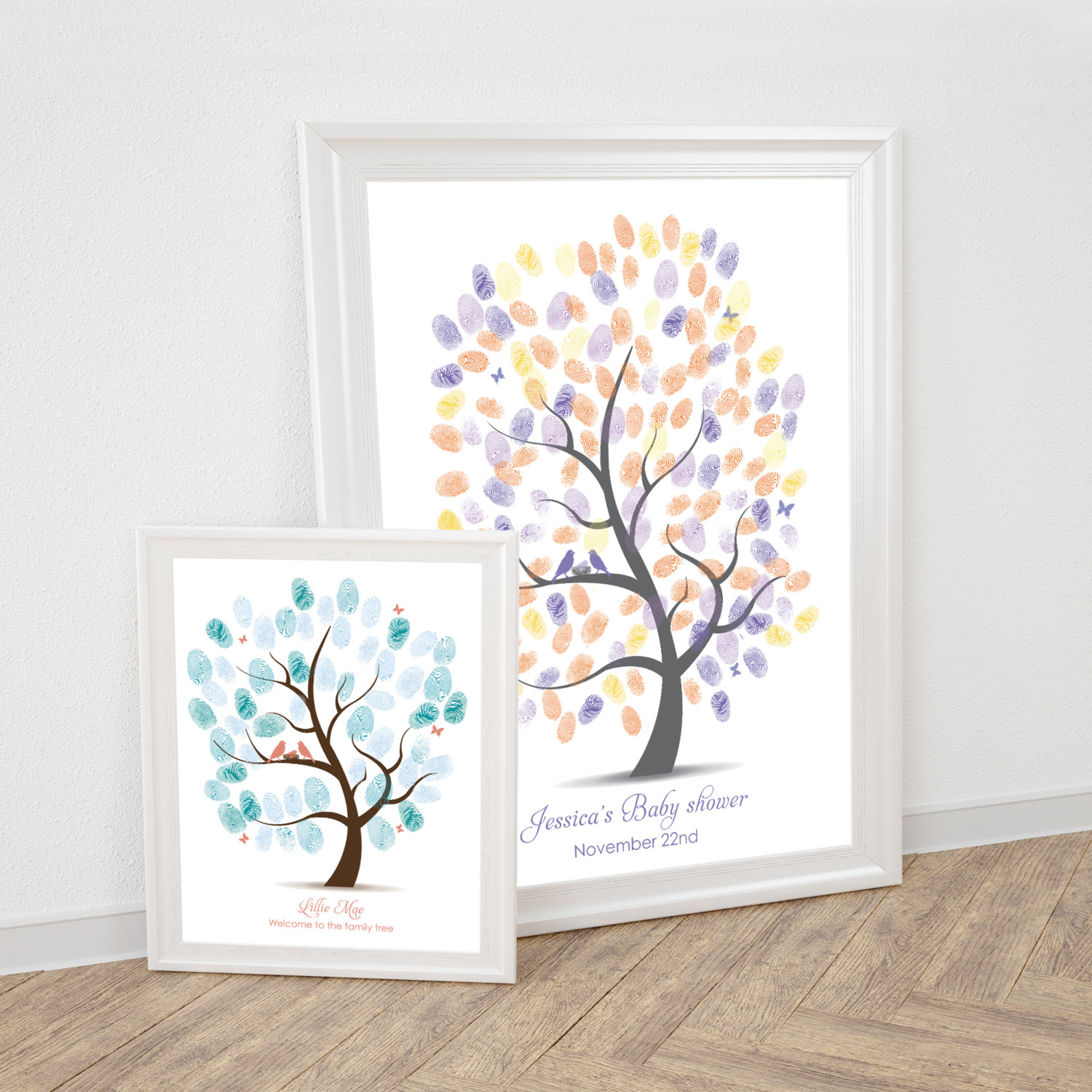 Baby shower fingerprint guest book tree printable Etsy