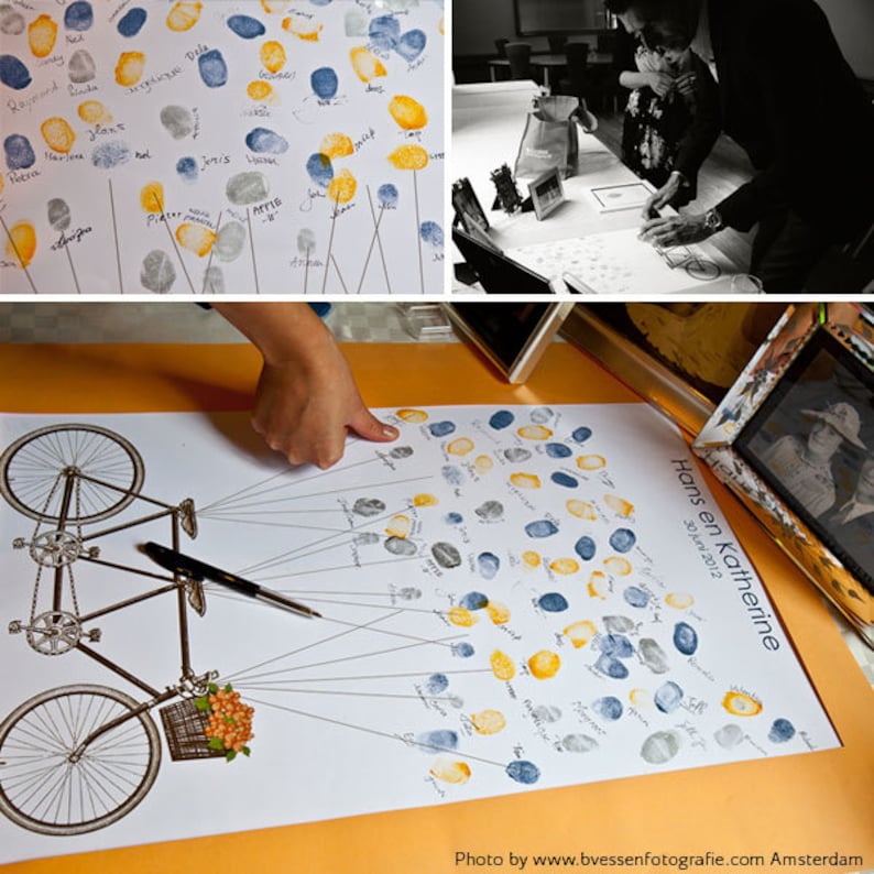 Tandem Bicycle Fingerprint Guest Book Printable File - Etsy