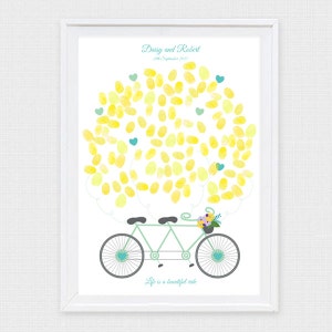 Tandem Bike Wedding Fingerprint Guest Book PRINTABLE Bicycle Wedding ...
