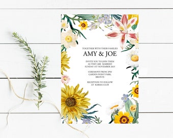 flower garden invitation - printable file - floral wedding invite, summer wedding, spring wedding, milestone birthday invite, garden party