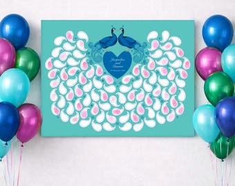 Peacock Fingerprint or Signature Guest Book Alternative – Wedding Poster