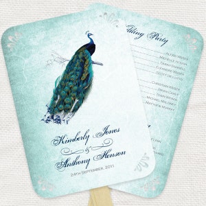 &quot;Vintage Pfau Hochzeitsprogramm &quot;&quot;Fan&quot;&quot; zum Ausdrucken.&quot;