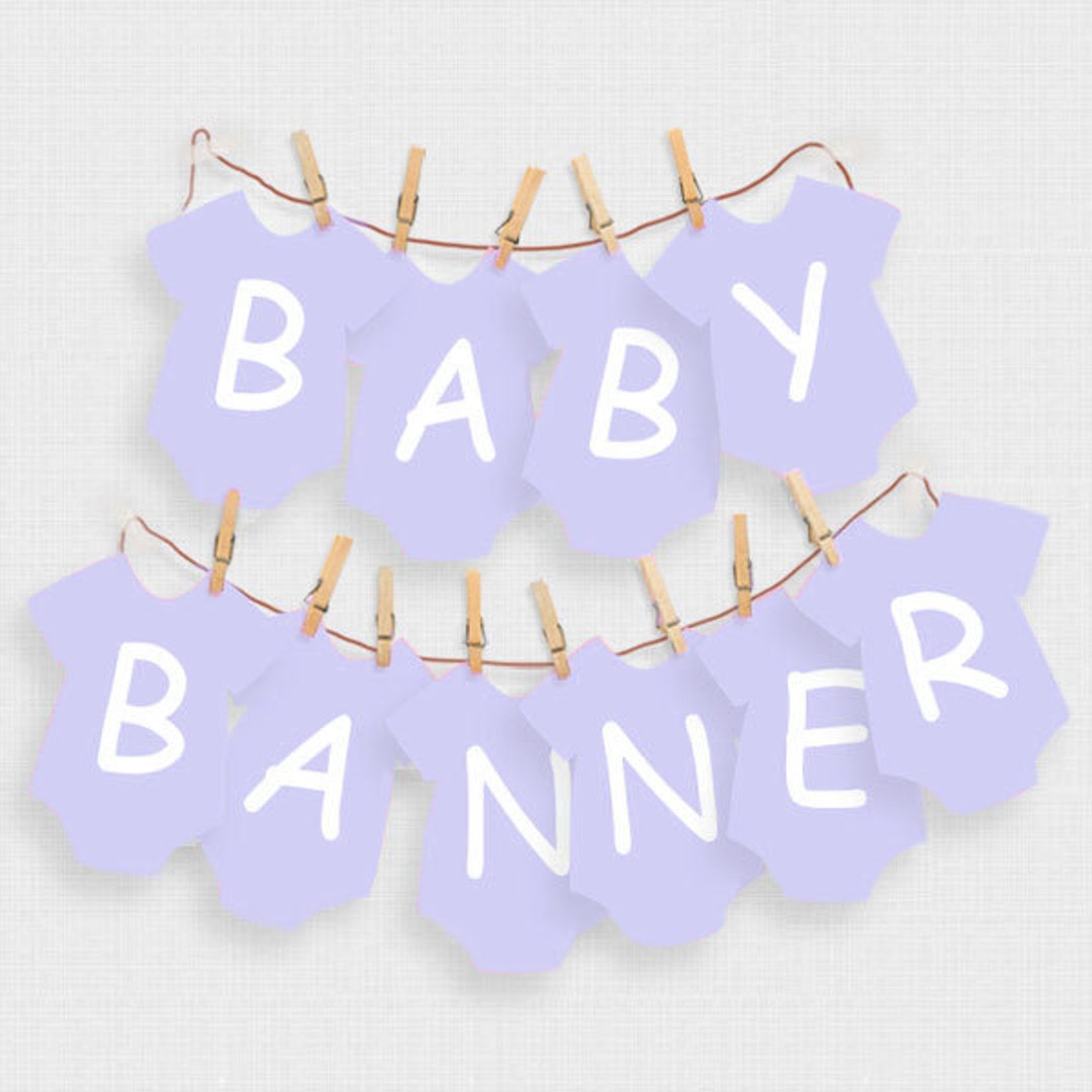 Printable Baby Shower Decorations Lavender Baby One Piece Alphabet ...