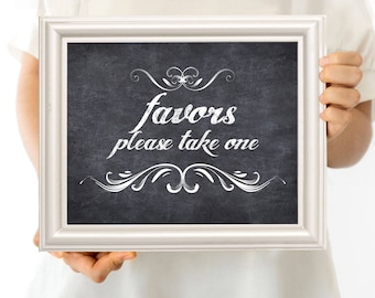 wedding favors sign / wedding favours sign - printable file - faux chalkboard dessert bar, reception decor, wedding signage, black and white