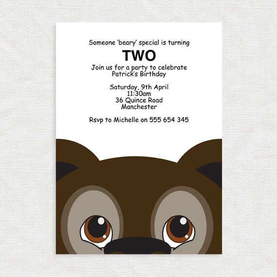 Kids Party Invitation Bear Printable File Birthday | Etsy