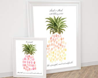 pineapple guest book wedding or baby shower - PRINTABLE file - tropical baby shower decor, tropical bridal shower,  fingerprint art nursery