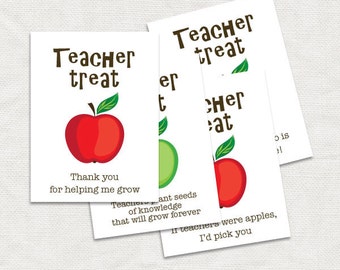 teacher thank you gift tags - printable diy download - teacher appreciation gift apple, classroom gift, kids, gifts for teacher, decoration