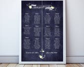 Nautical wedding seating chart – printable anchor seating plan with roses, chalkboard style, custom digital file for beach or boat wedding