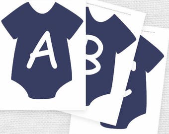 navy blue baby shower decorations alphabet banner, printable download, nautical shower, baby boy shower decor, its a boy diy bunting garland