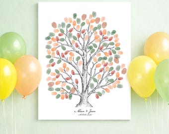 Vintage Fingerprint Tree Guest Book Alternative – Wedding or Celebration Poster