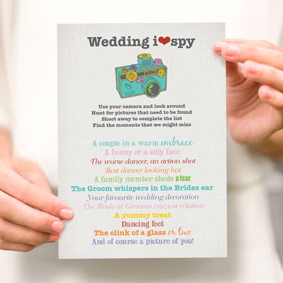 I Spy Wedding Printable Party File Wedding Reception Game Etsy