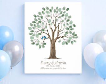 Printable Fingerprint Wedding Guest Book – Oak Tree Guest Book Alternative – Printed Option Available