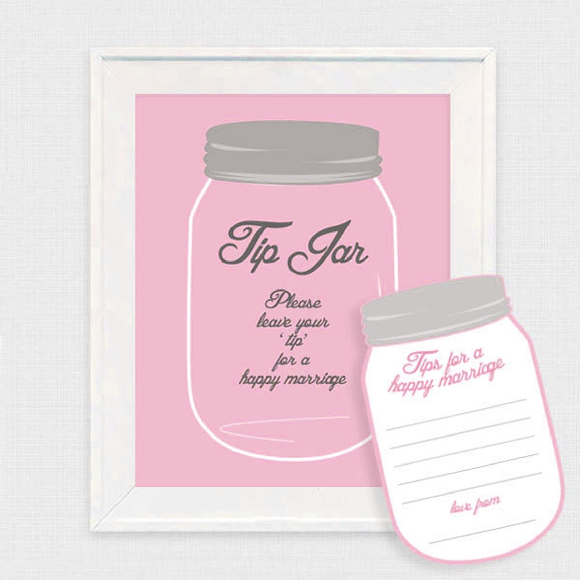 Pink Mason Jar Tip Jar Wedding Guest Book Printable File - Etsy