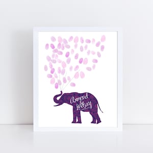elephant fingerprint guest book - printable file -  wedding guest book baby shower guest book birthday, fingerprint tree alternative, custom