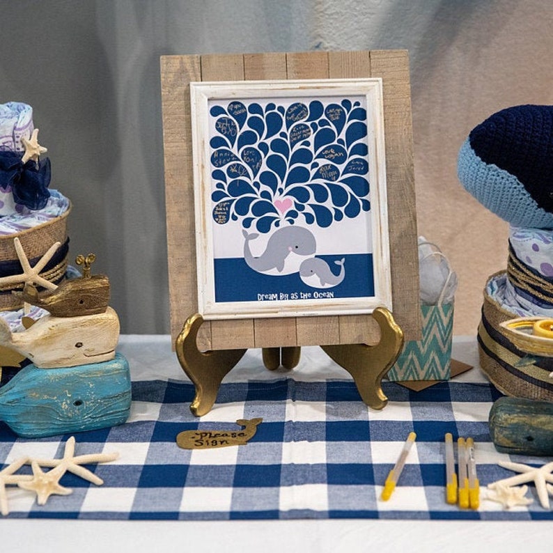Whale signature baby shower guestbook printable file new Etsy