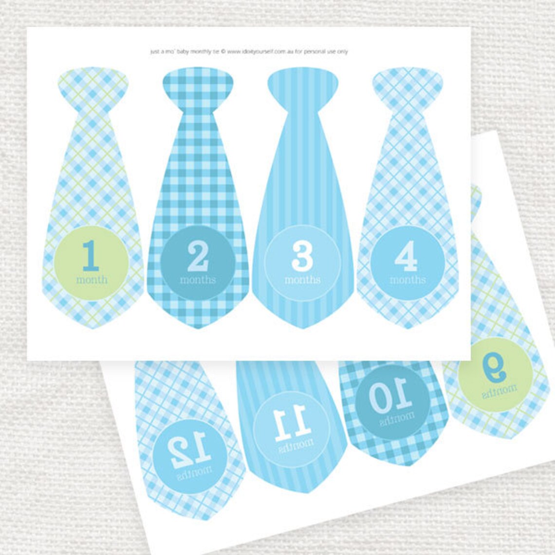 New Baby Boy Month Stickers Printable DIY File Tie Shaped | Etsy