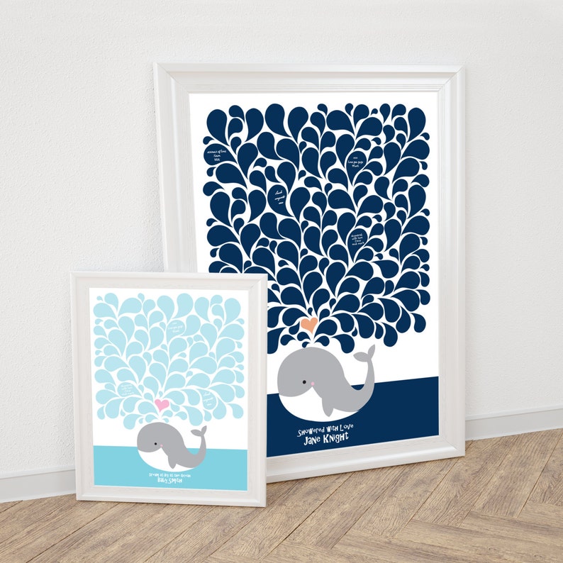 printable file new baby birthday party ocean sea animal nursery art kids children art personalized whale signature baby shower guestbook