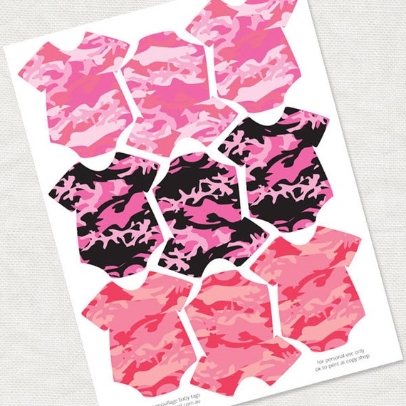 Girl Baby Shower Decorations Pink Camouflage One Piece Tags Etsy