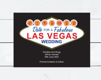 Las Vegas printable wedding save the date card, Vegas birthday invite - instant download PDF file- editable casino destination usa america