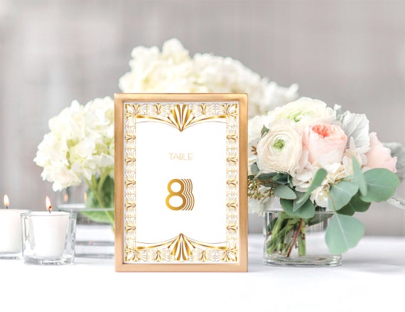 Printable Art Deco Wedding Table Numbers Gorgeous Gatsby Etsy