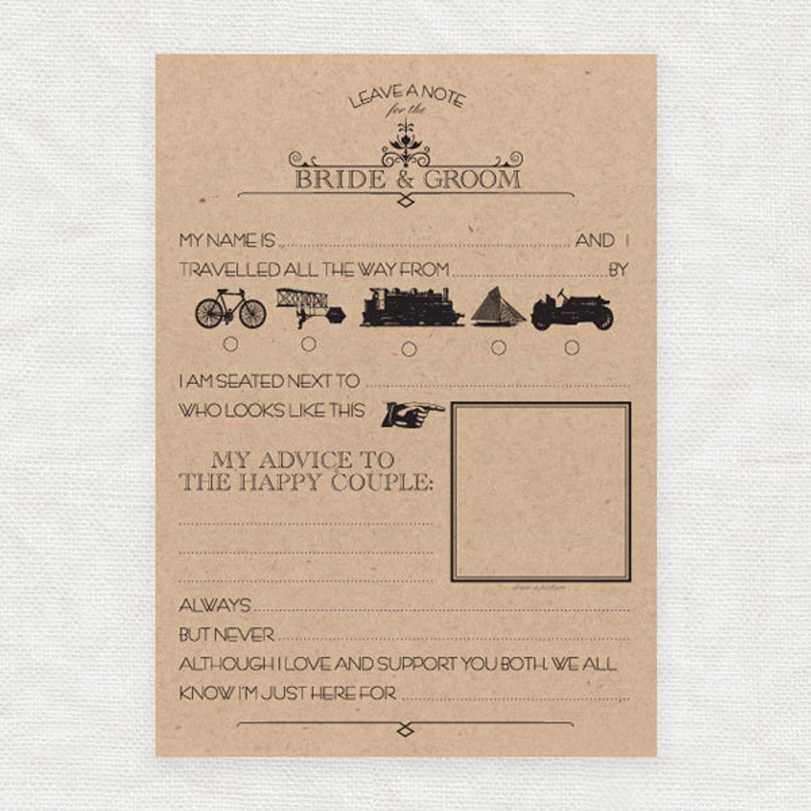 Leave a Note for the Bride and Groom Printable Template - Etsy Australia