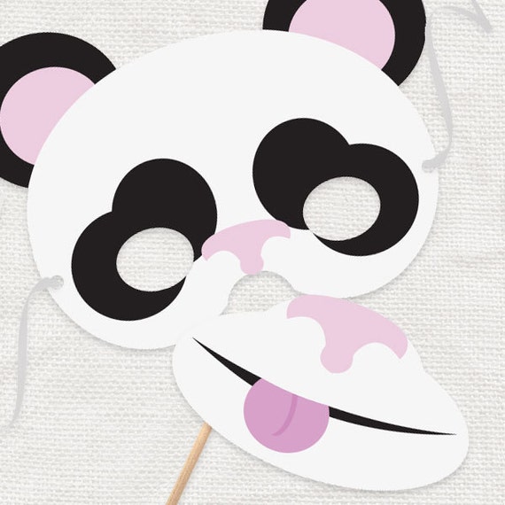 Printable party mask panda bear diy file downloadable | Etsy