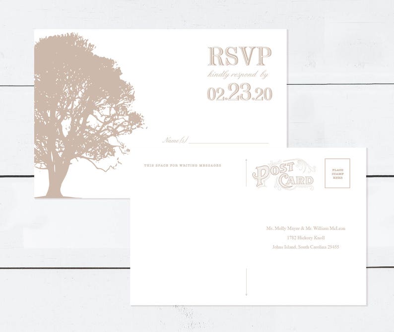 oak tree wedding invitation digital rustic woodland forest nature outdoors PRINTABLE engagement invite, elegant traditional, diy file image 5