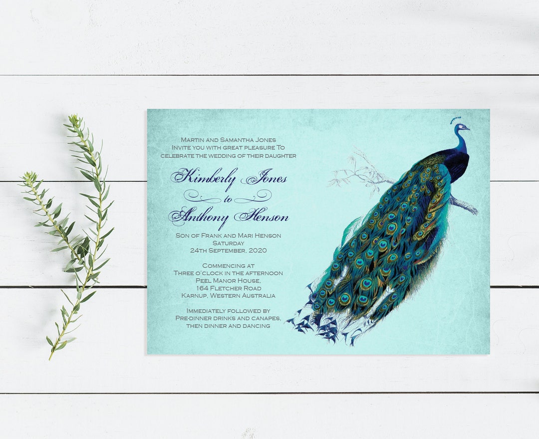 Peacock Wedding Invitation Printable Diy Wedding Invitations Bridal ...