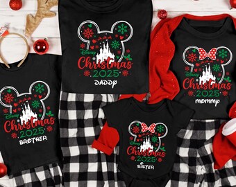 2025 Family Christmas Matching Disney Shirt, Mickey Minnie Matching Holiday T-Shirt, Disneyland Xmas Gift