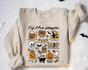 Halloween Sweatshirt: Spooky Season Shirt, Trick or Treat Witch Halloween Sweater