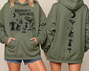 Witchy Halloween Sweatshirt, Midnight Margaritas Graphic T-Shirt, Retro Fall Outfit