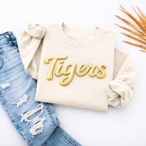 Custom Puff Print Sweatshirt, Personalized Team Name School Spirit Mascot Shirt image 8