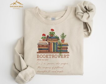 Booktrovert Sweatshirt, Gift For Book Lovers, Bookworm Sweatshirt, Reading Book Sweatshirt, Retro Bookish Sweatshirt, Teacher Appreciation