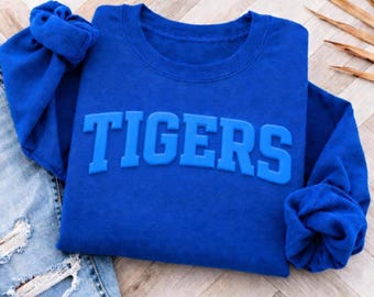 Custom Puff Print Team Name Sweatshirt, Personalized Puff Writing For Companies, Embossed Mascot Shirt