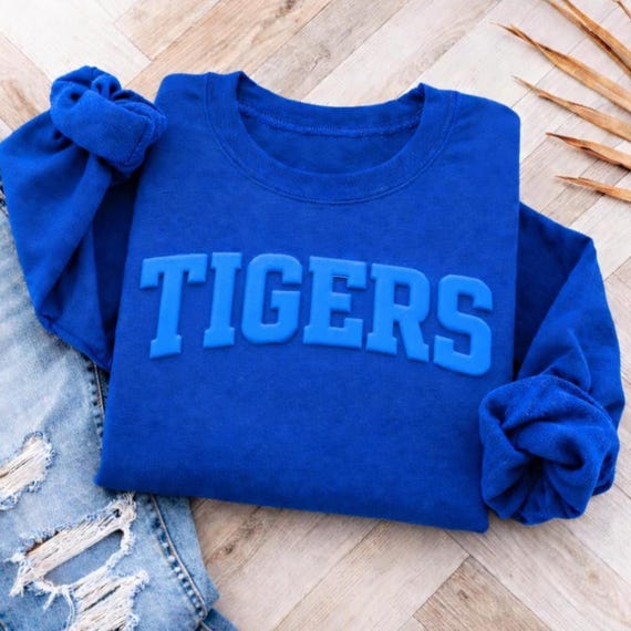 Custom Puff Print Team Name Sweatshirt, Personalized Puff Writing For Companies, Embossed Mascot Shirt