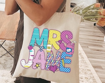 Custom Teacher Tote Bag, Back To School, First Day Of School Tote Bag, Personalized Tote Gift For Teachers, Elementary School Tote Bag