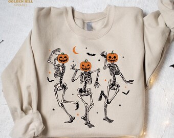 Halloween Dancing Skeleton Sweatshirt, Halloween Party Sweatshirt, Funny Spooky Season Gift, Womens Halloween Sweatshirt, Cute Fall Shirt