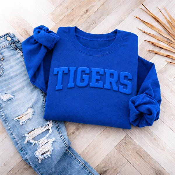 Custom Puff Print Team Name Sweatshirt, Personalized Puff Writing For Companies, Embossed Mascot Shirt