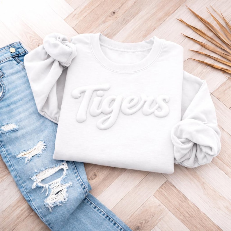 Custom Puff Print Sweatshirt, Personalized Team Name School Spirit Mascot Shirt image 6